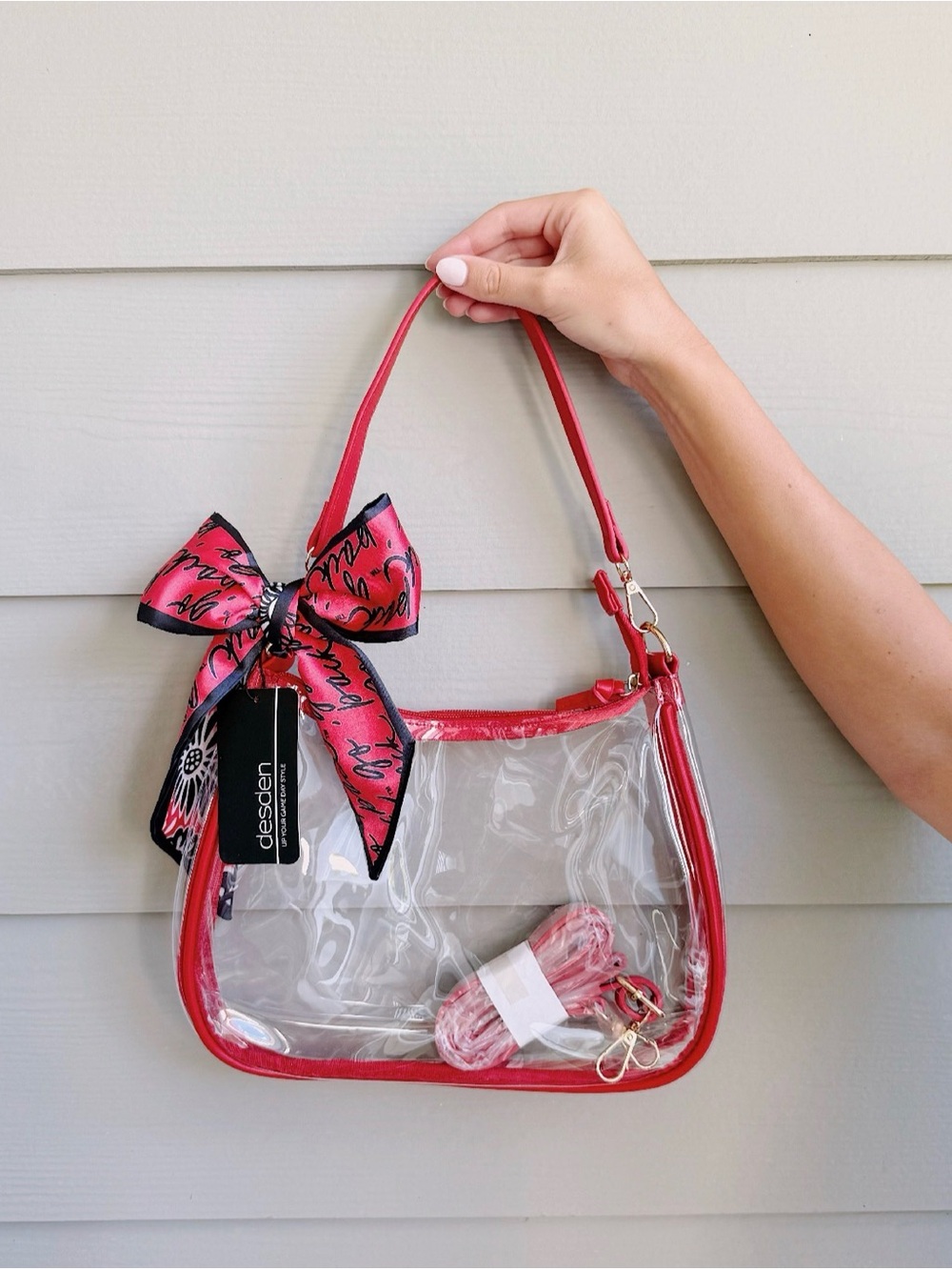 NC State Wolfpack Sara Clear Purse with Skinny Scarf - Gameday